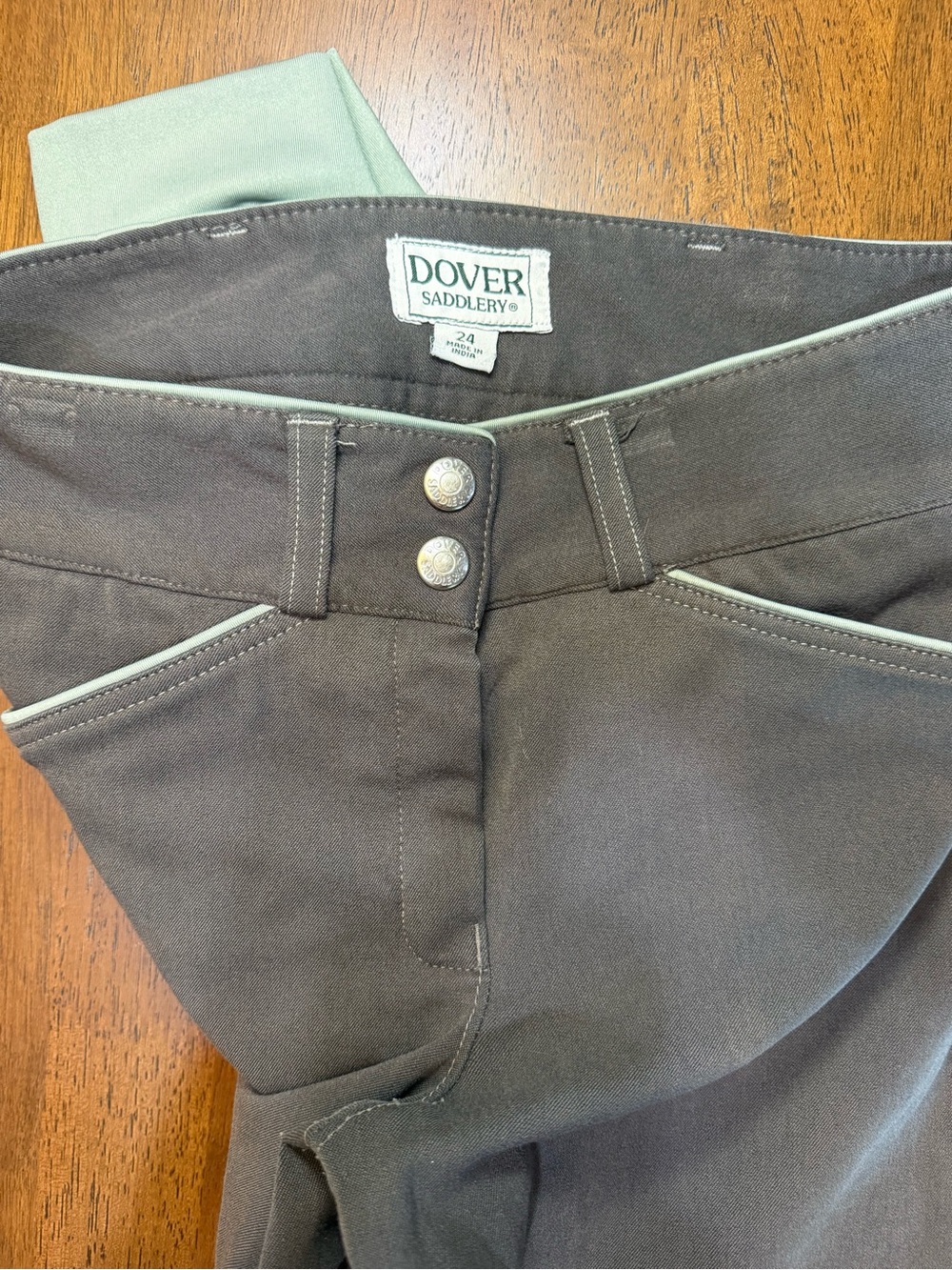 Dover Saddlery Women's Brown Riding Breeches with Mint Trim